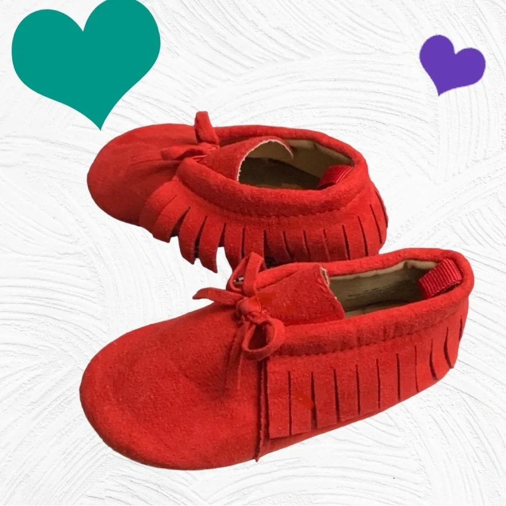 Old Navy Brick Red Moccasins Soft So,e Shoes Infant Girl 12-18 Month